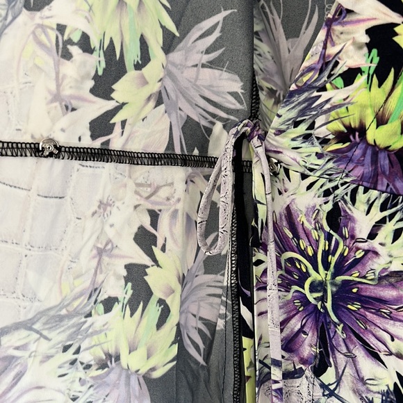 Just Cavalli Floral Print Long Sleeved Dress with Self Belt Sz M EUC - Picture 7 of 16